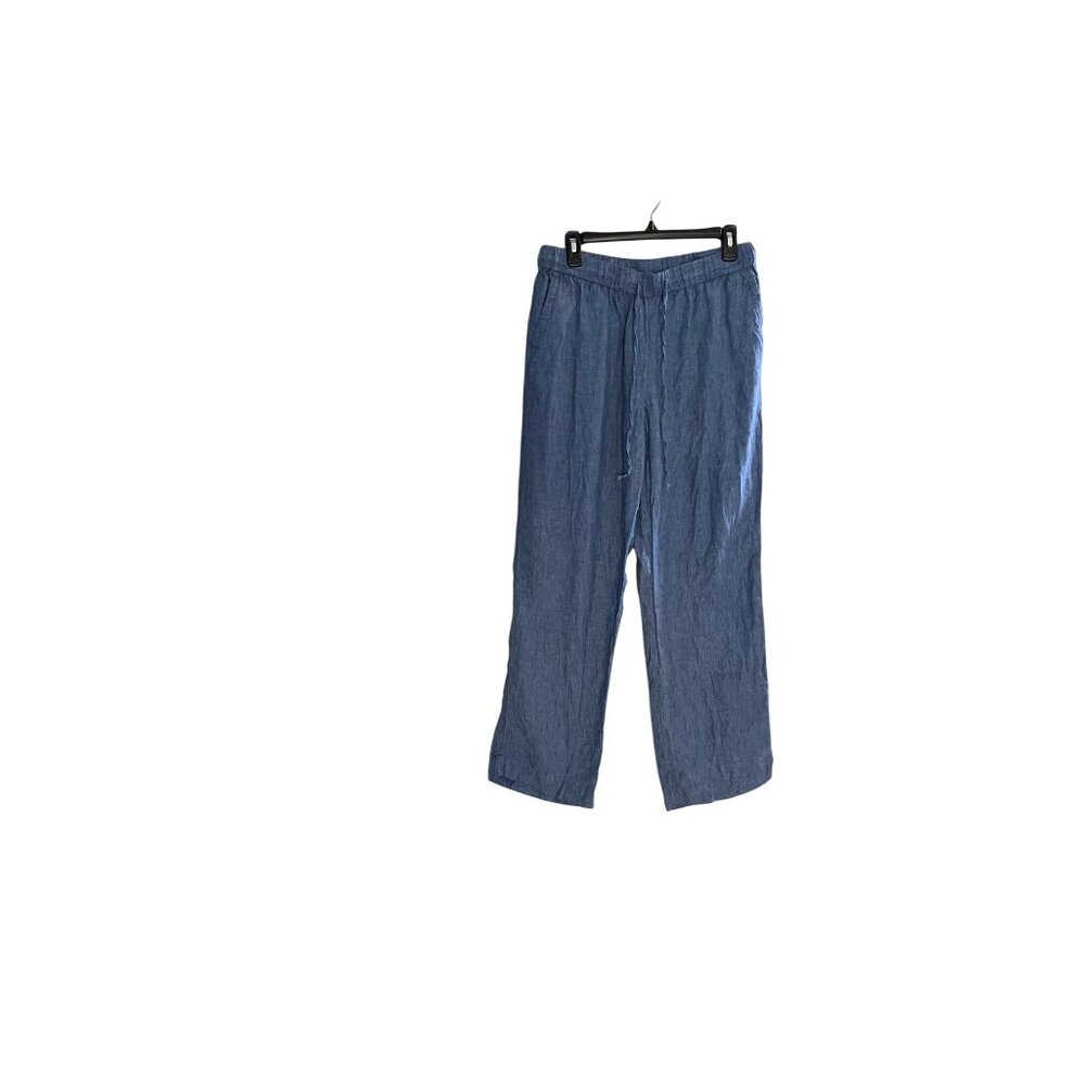 Charter Club Luxury 100% Linen Drawstring Pants Blue Size M lightweight beachy
